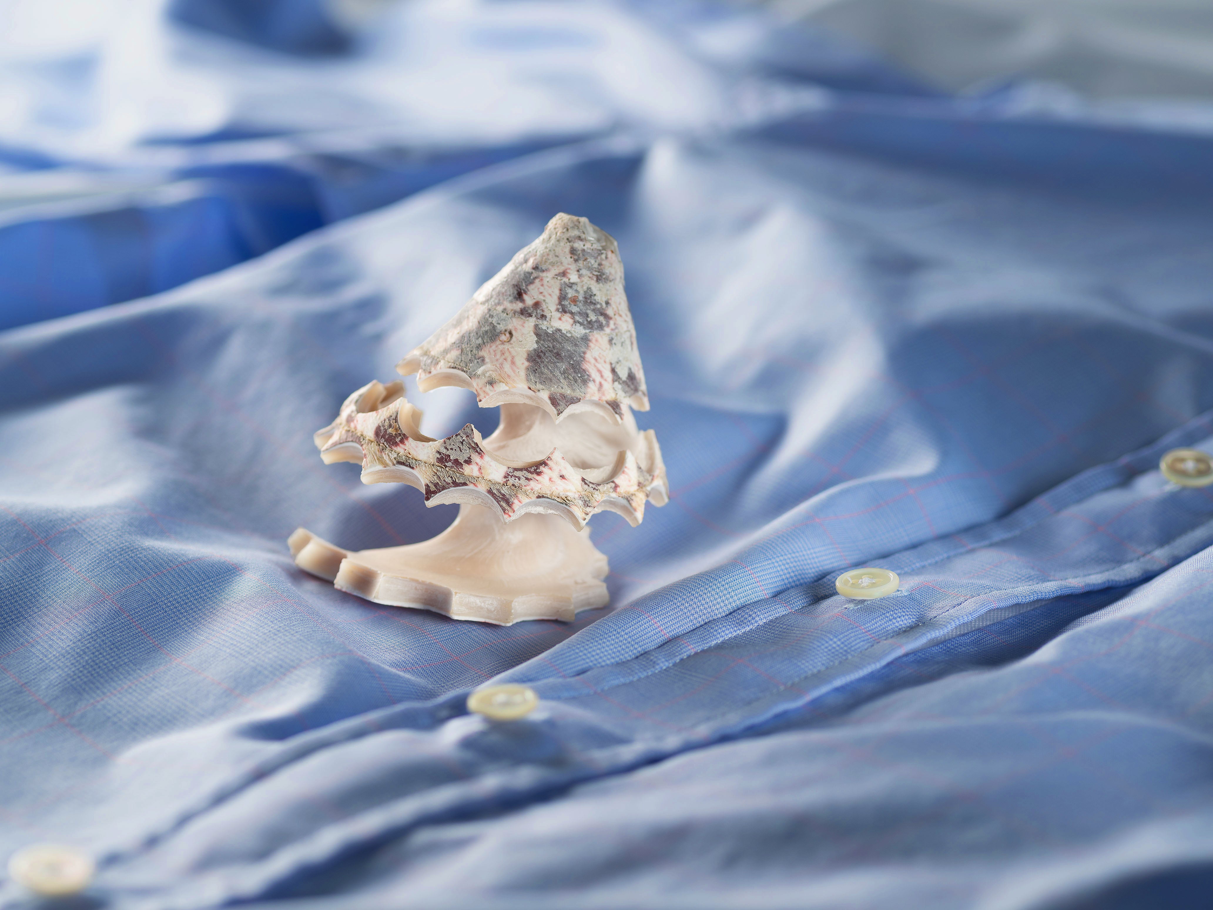 Yorokani Magnetbluse Damen Blau-Rosa-kariert klassisch mit Perlmuttknopf