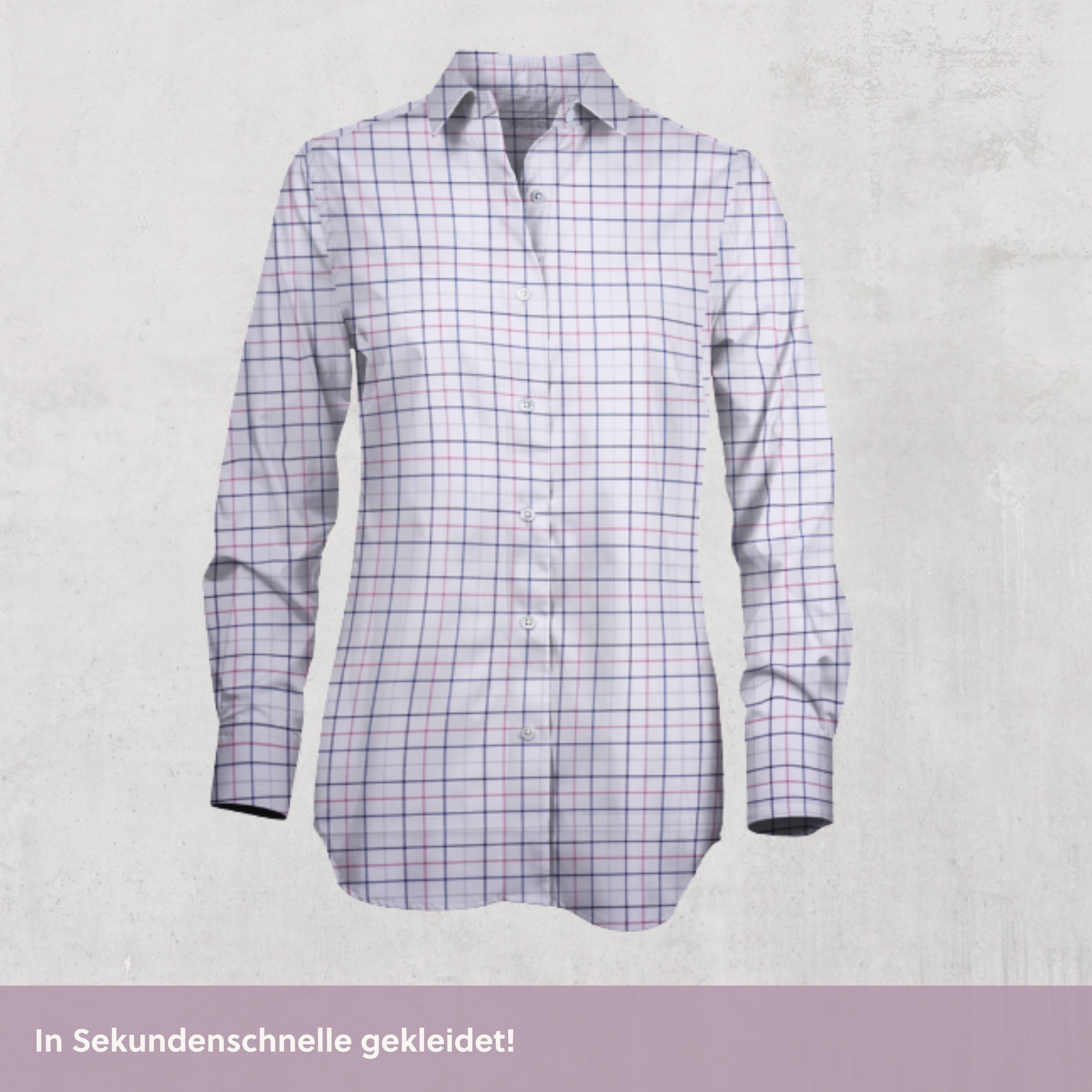 Magnetbluse - rosa-blau kariert aus Baumwolle