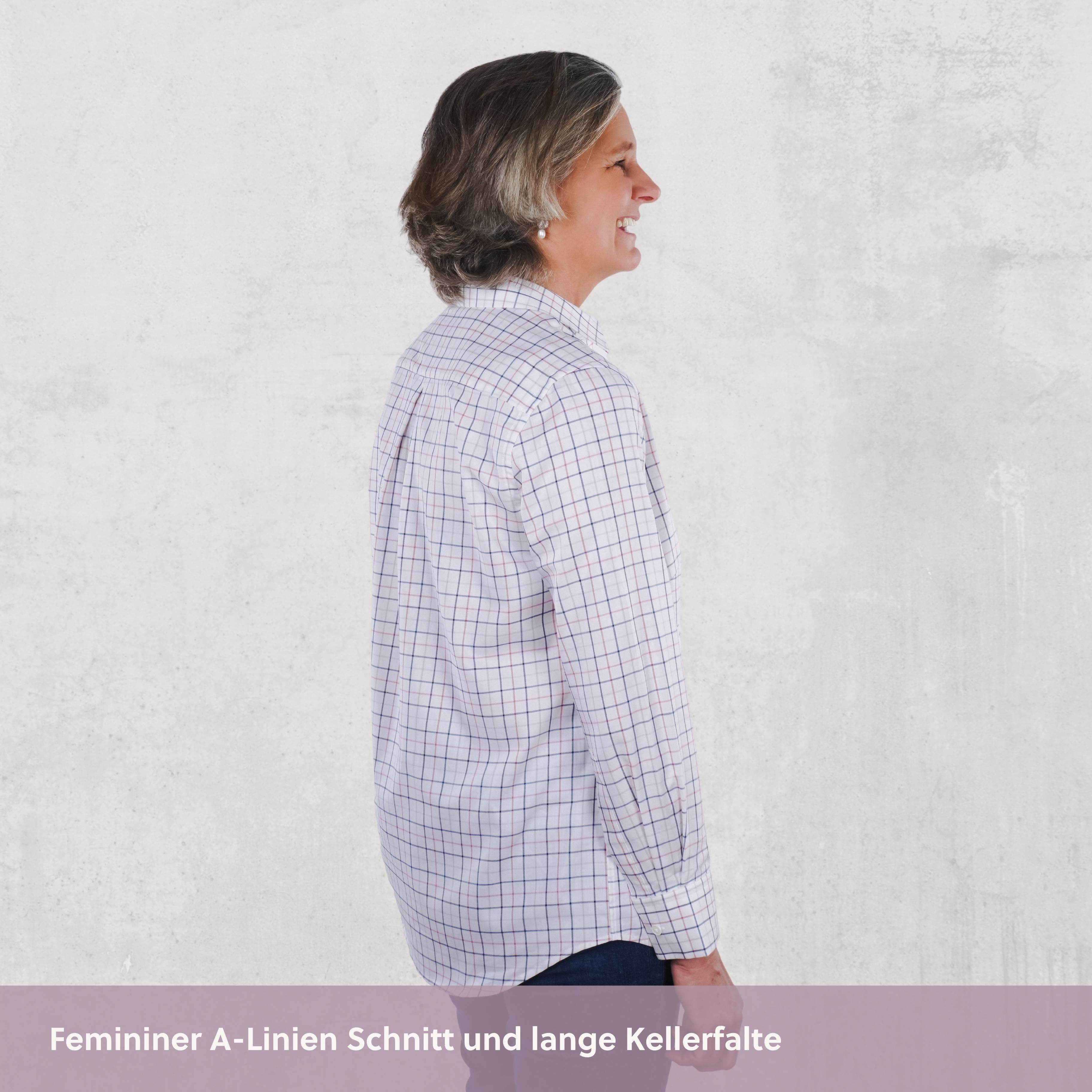 Magnetbluse - rosa-blau kariert aus Baumwolle