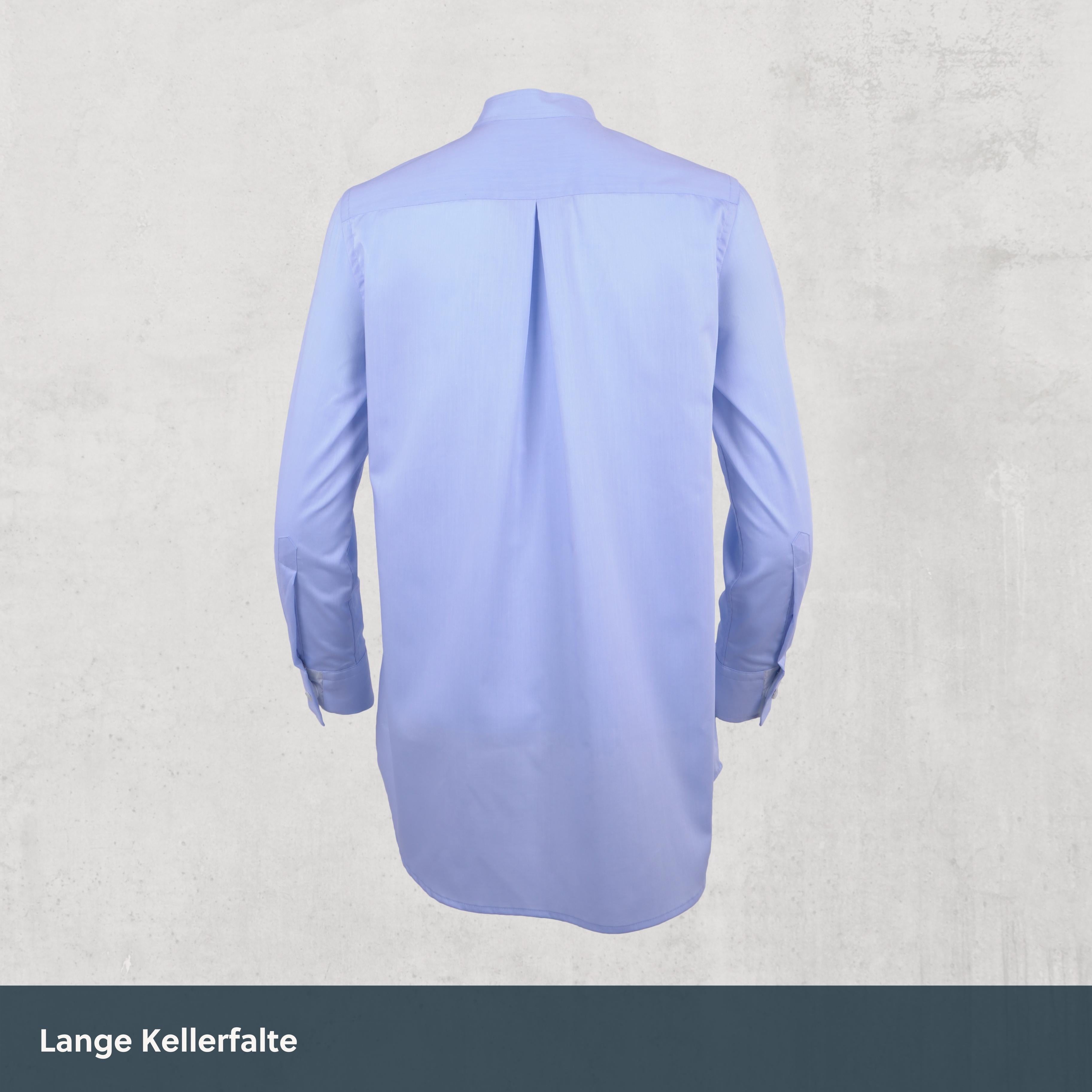 Stehkragen Magnetbluse - hellblau aus Baumwolle