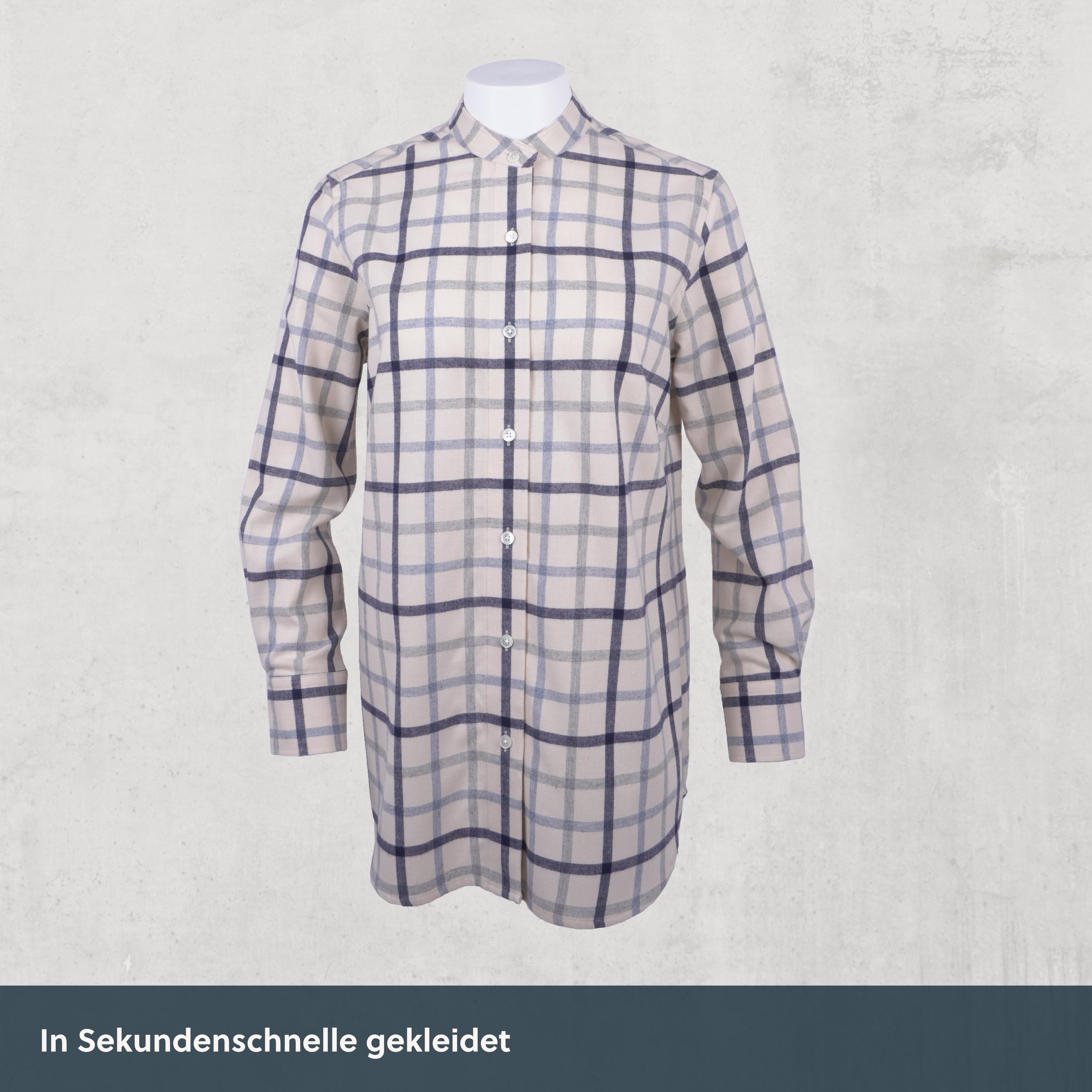 Stehkragen Magnetbluse - weiches Flanell aus Baumwolle und Schurwolle