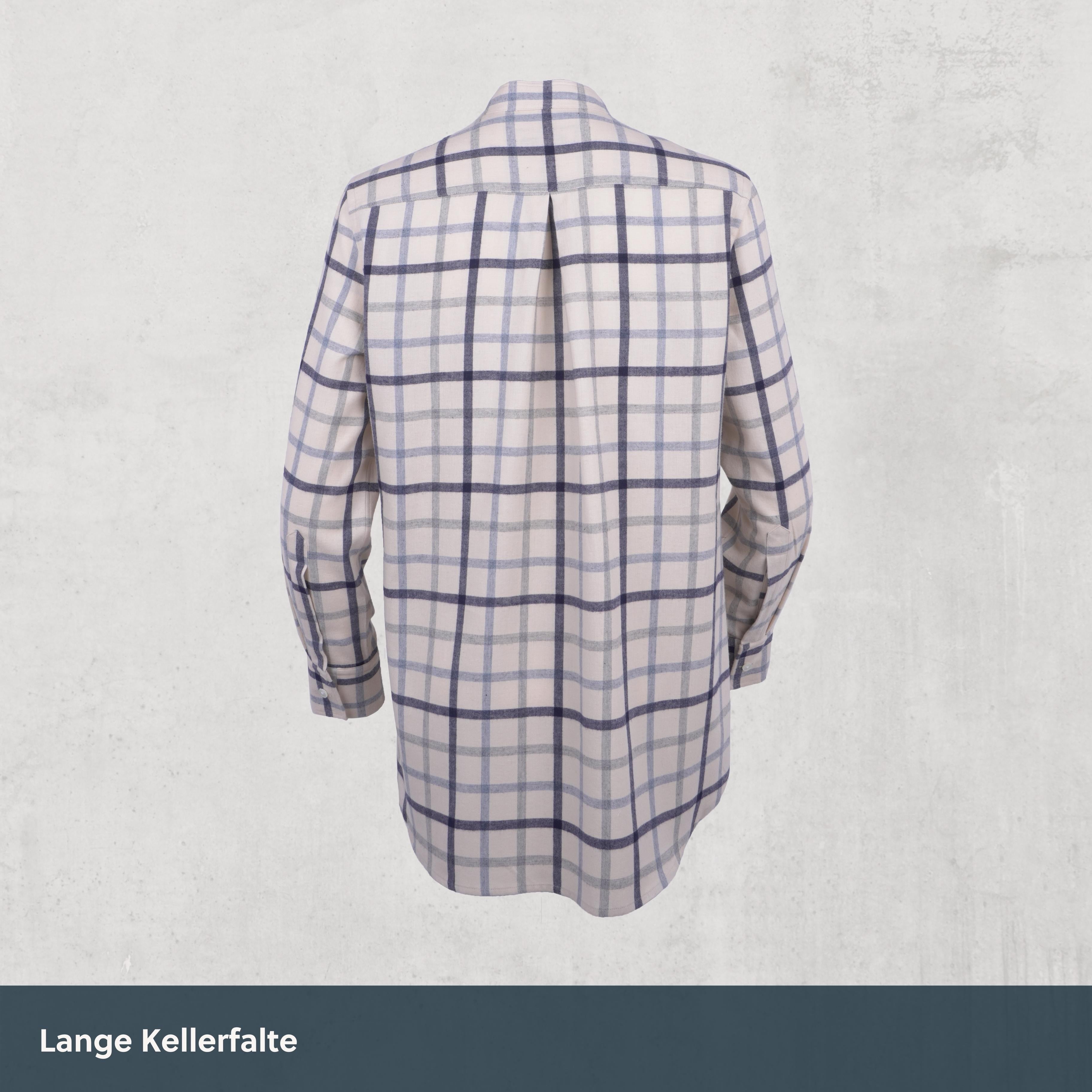 Stehkragen Magnetbluse - weiches Flanell aus Baumwolle und Schurwolle