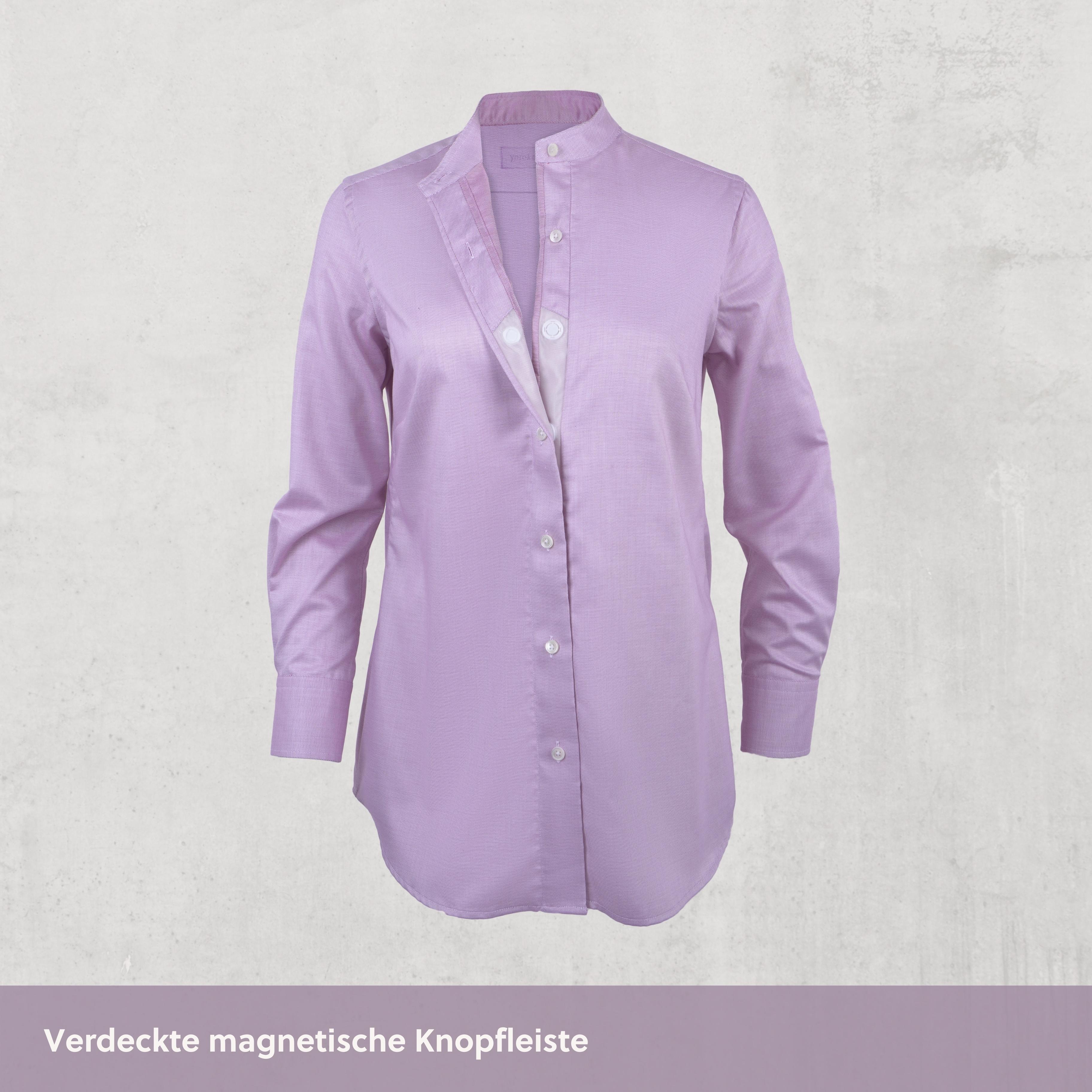 Stehkragen Magnetbluse - rosa aus Baumwolle