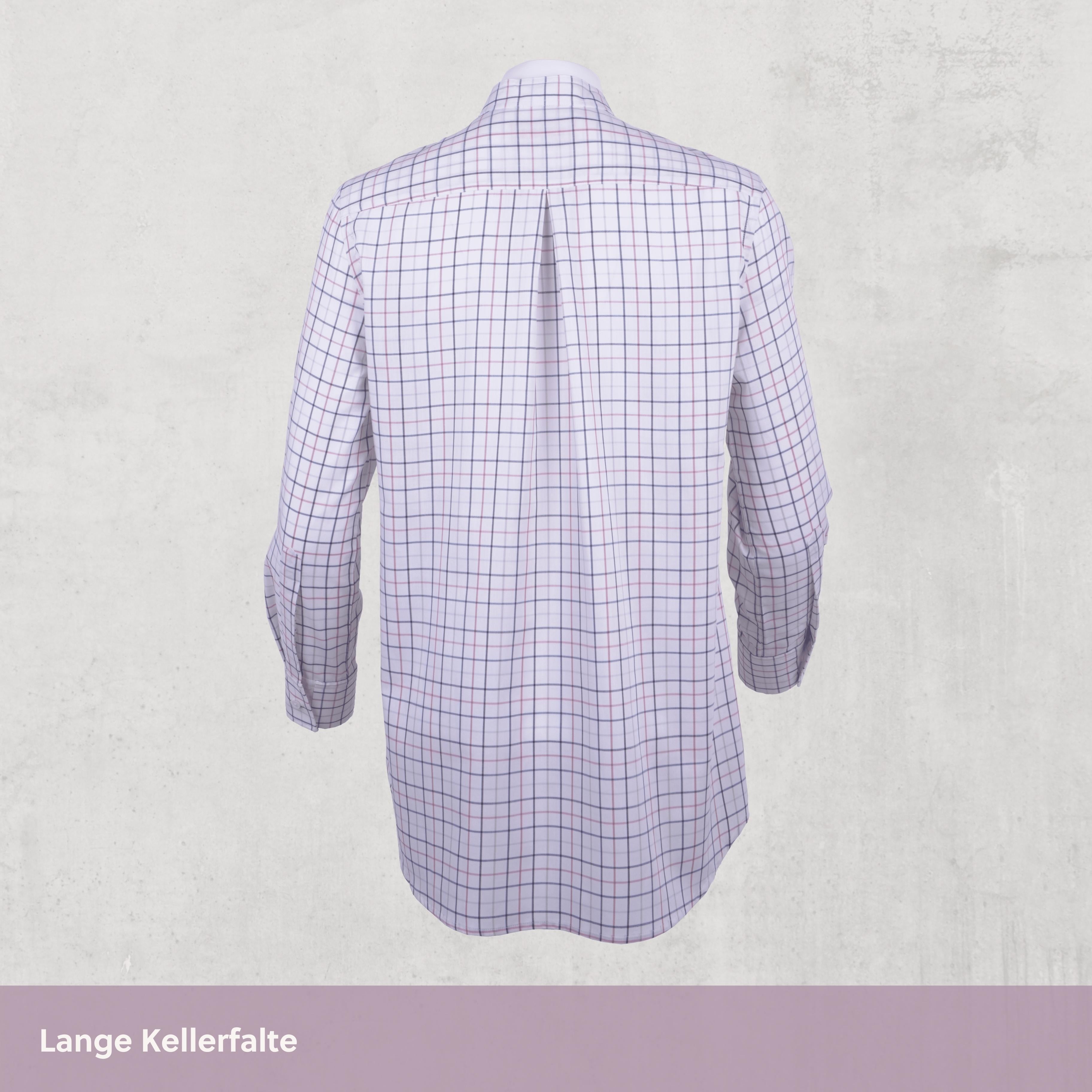 Stehkragen Magnetbluse - rosa-blau kariert aus Baumwolle