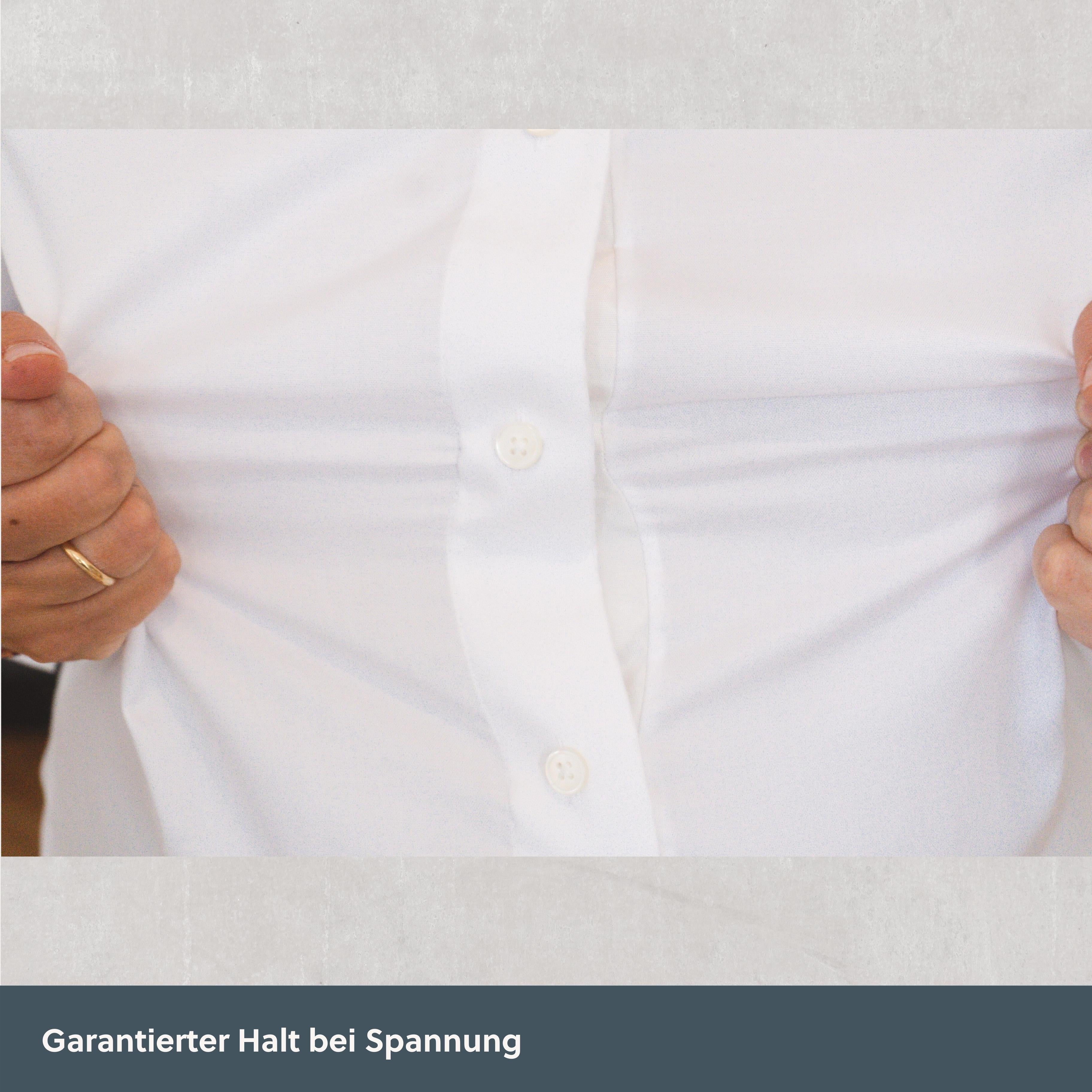 Stehkragen Magnetbluse - schneeweiß aus Baumwolle