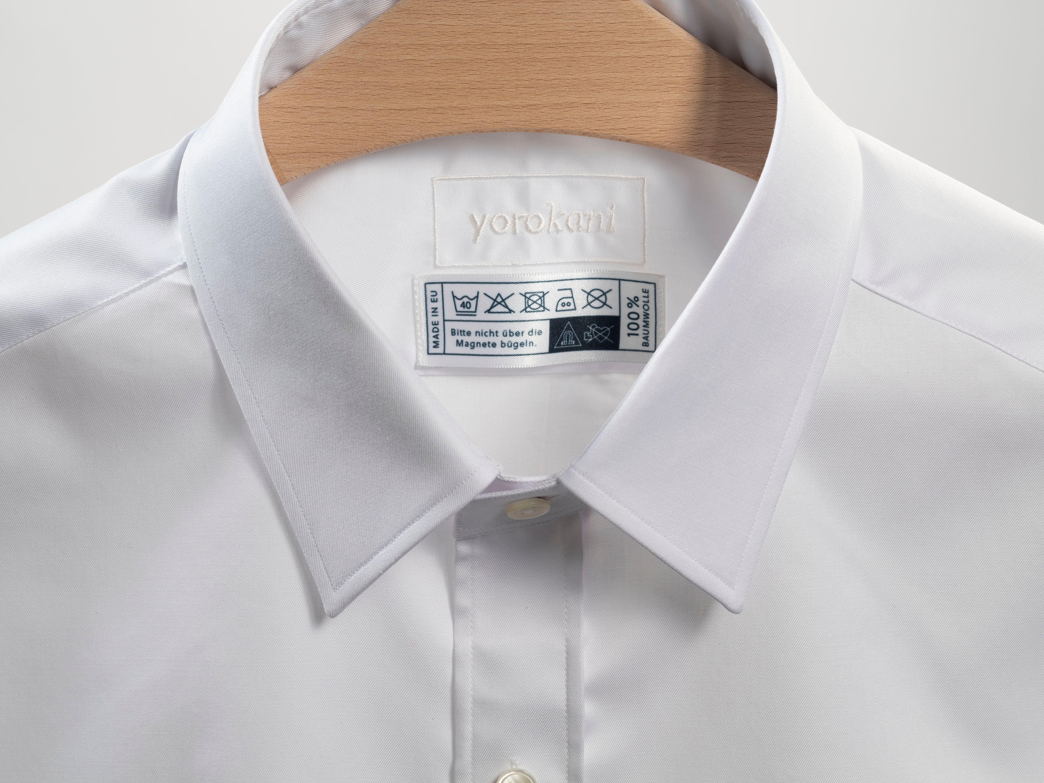 Yorokani Magnethemd Herren Weiß klassisch Kragen mit Perlmuttknopf