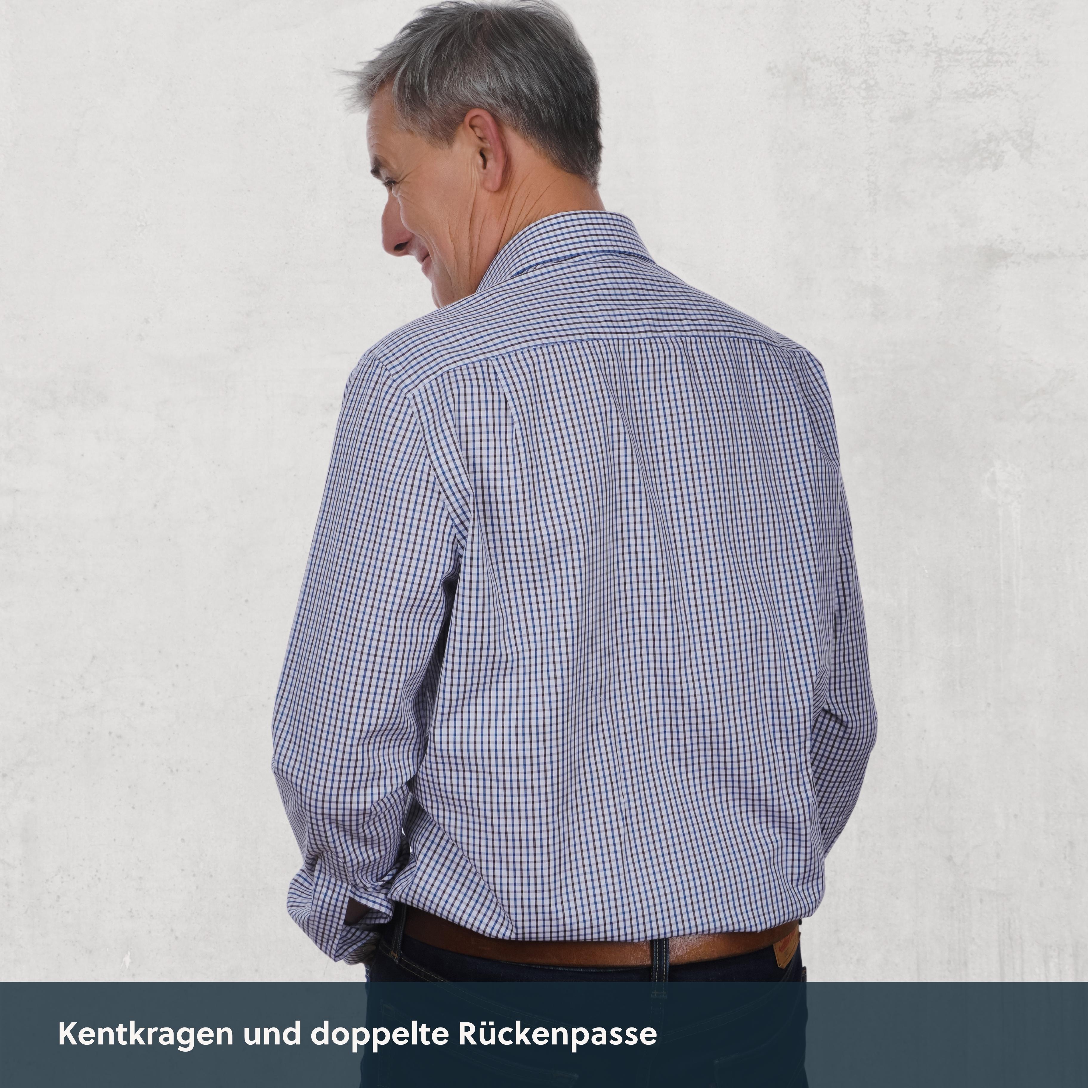 Magnethemd - blau braun kariert aus Baumwolle