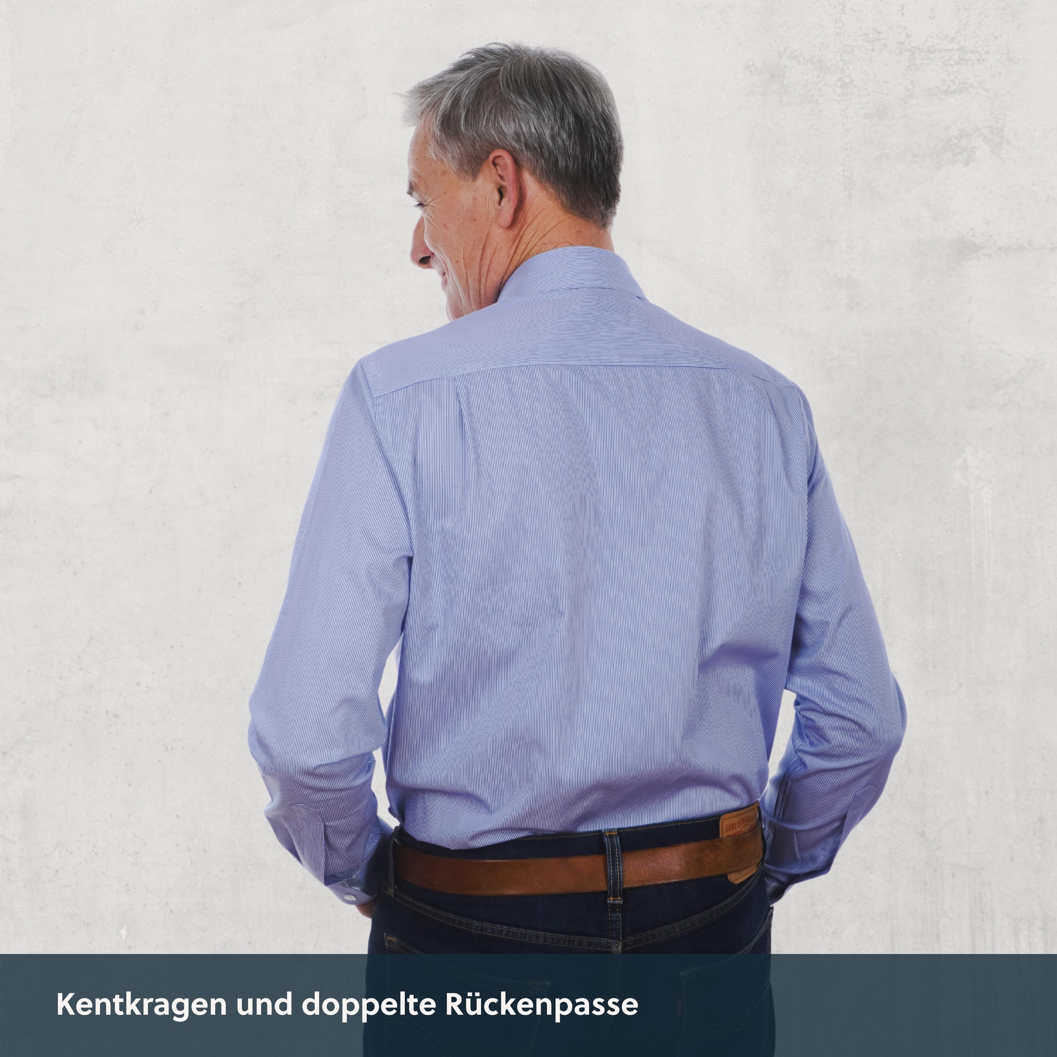 Magnethemd - marineblau gestreift aus Baumwolle