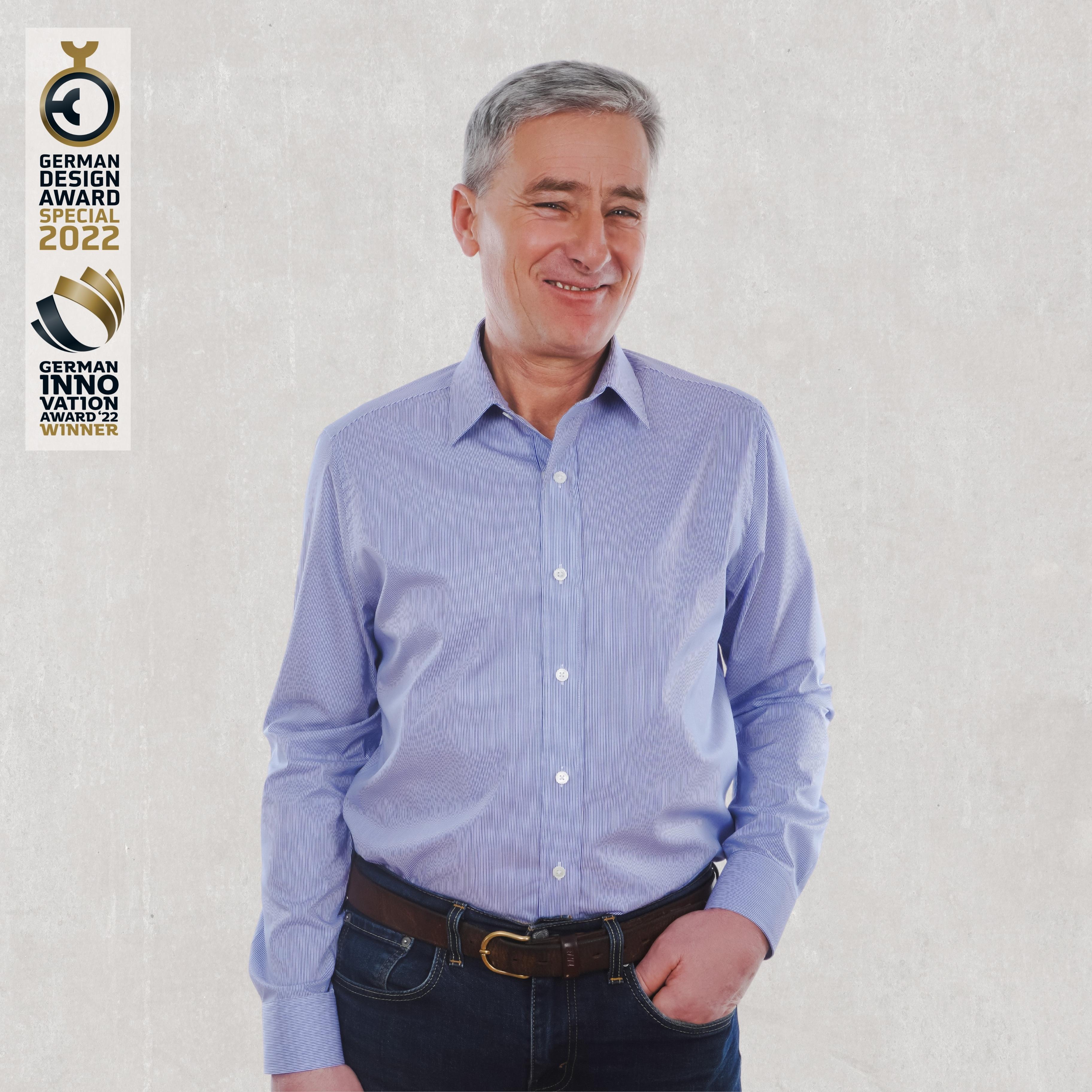 Magnethemd - marineblau gestreift aus Baumwolle