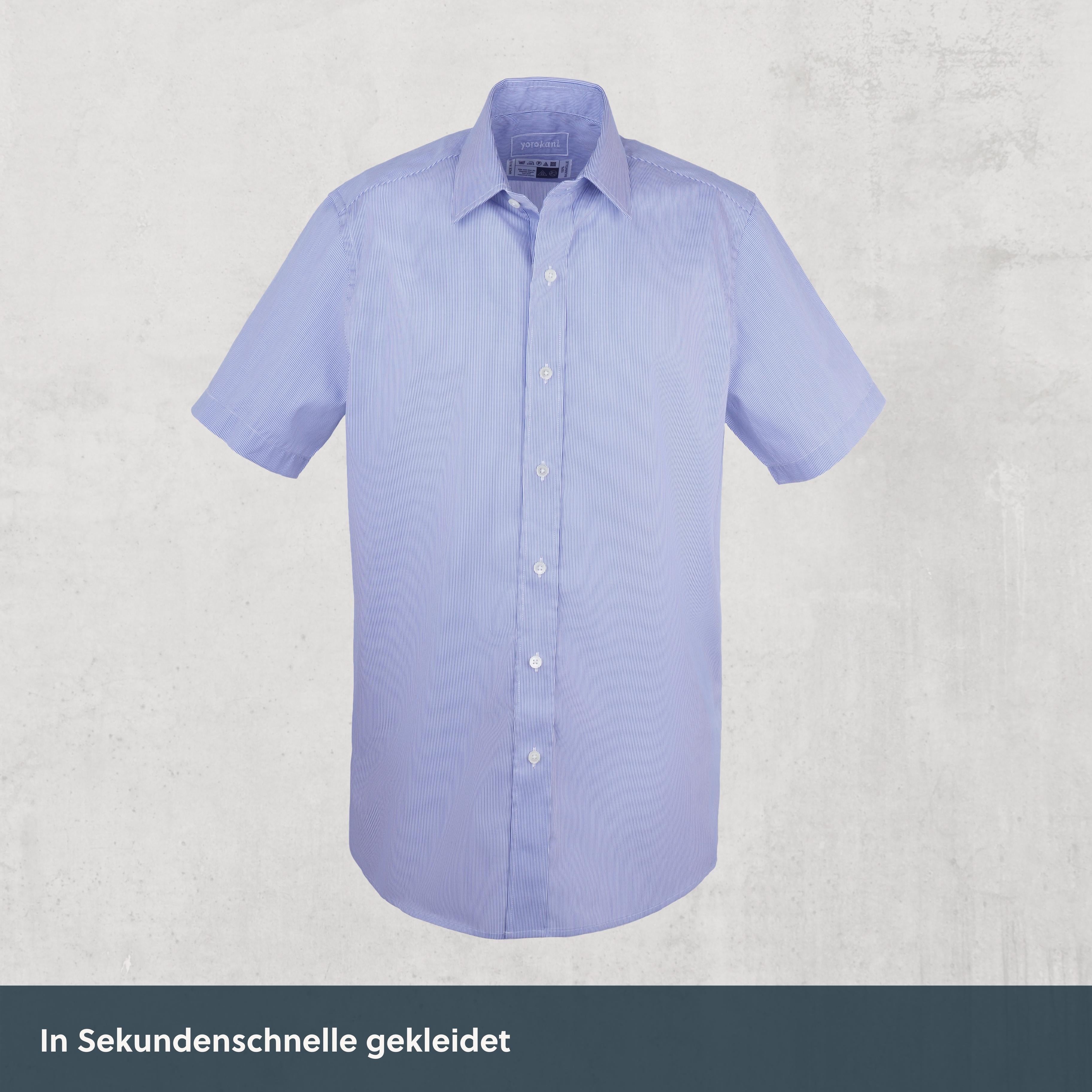 Kurzarm Magnethemd - marineblau gestreift aus Baumwolle