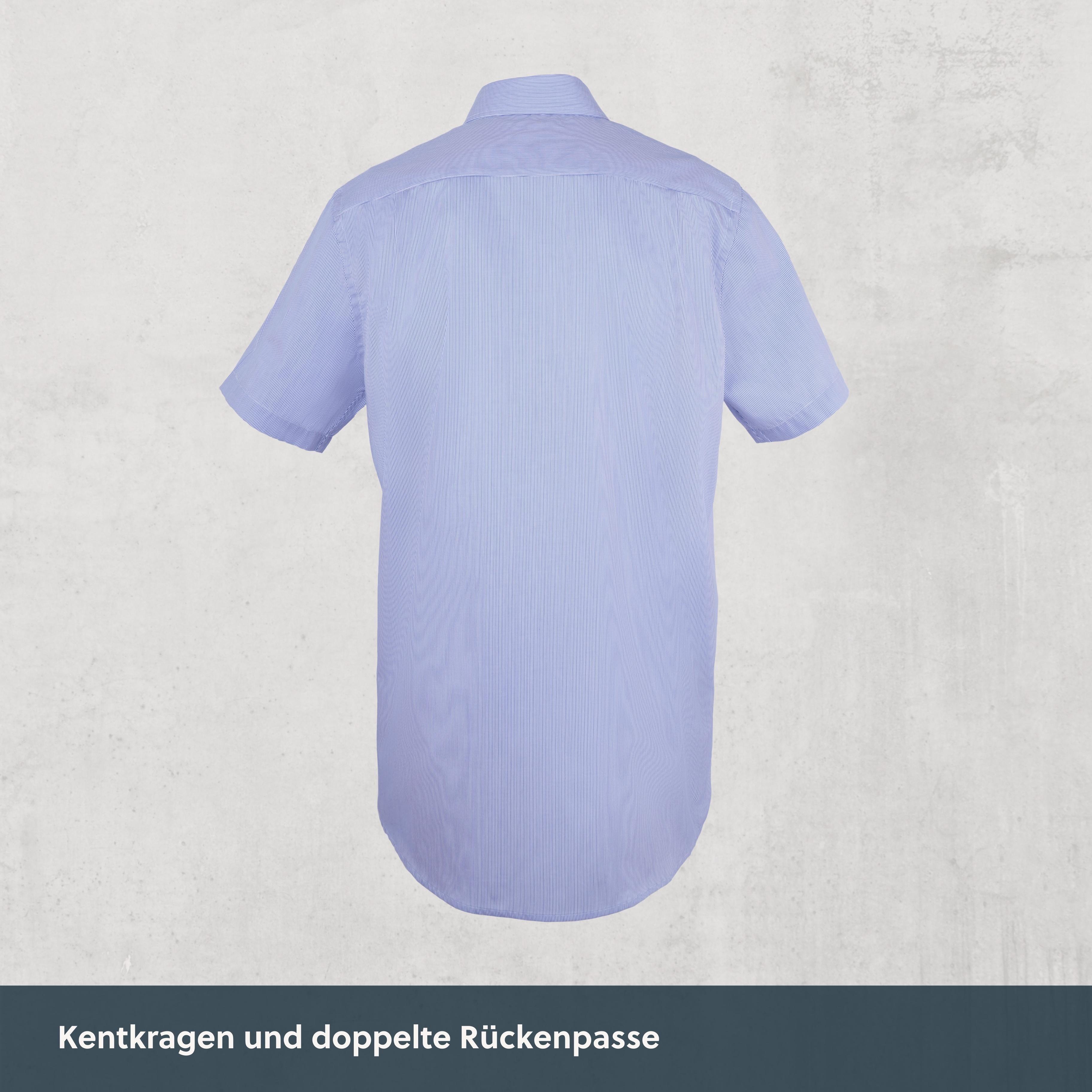 Kurzarm Magnethemd - marineblau gestreift aus Baumwolle