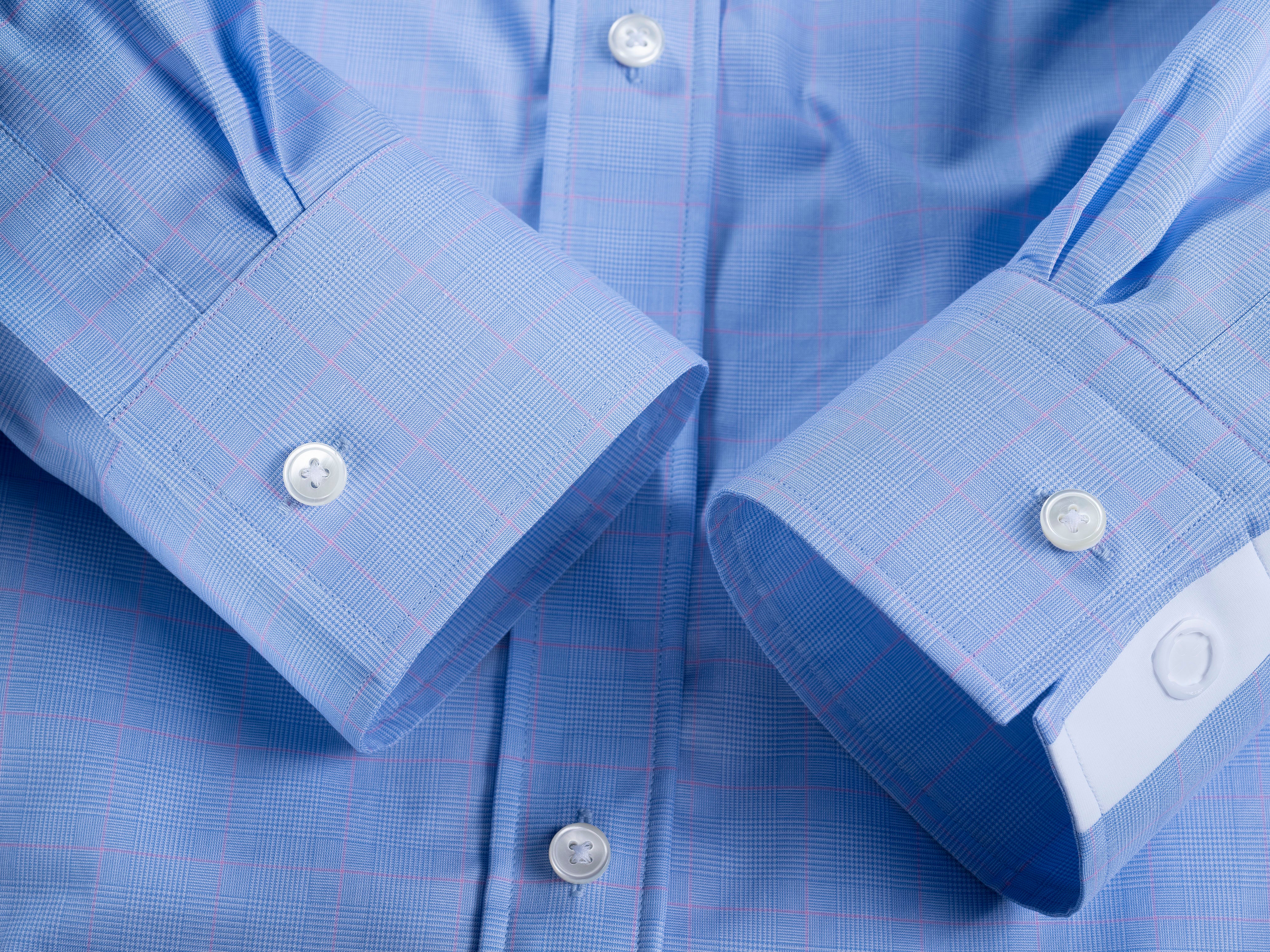 Yorokani Magnetbluse Damen Blau-Rosa-kariert klassisch mit Magnetmanschette