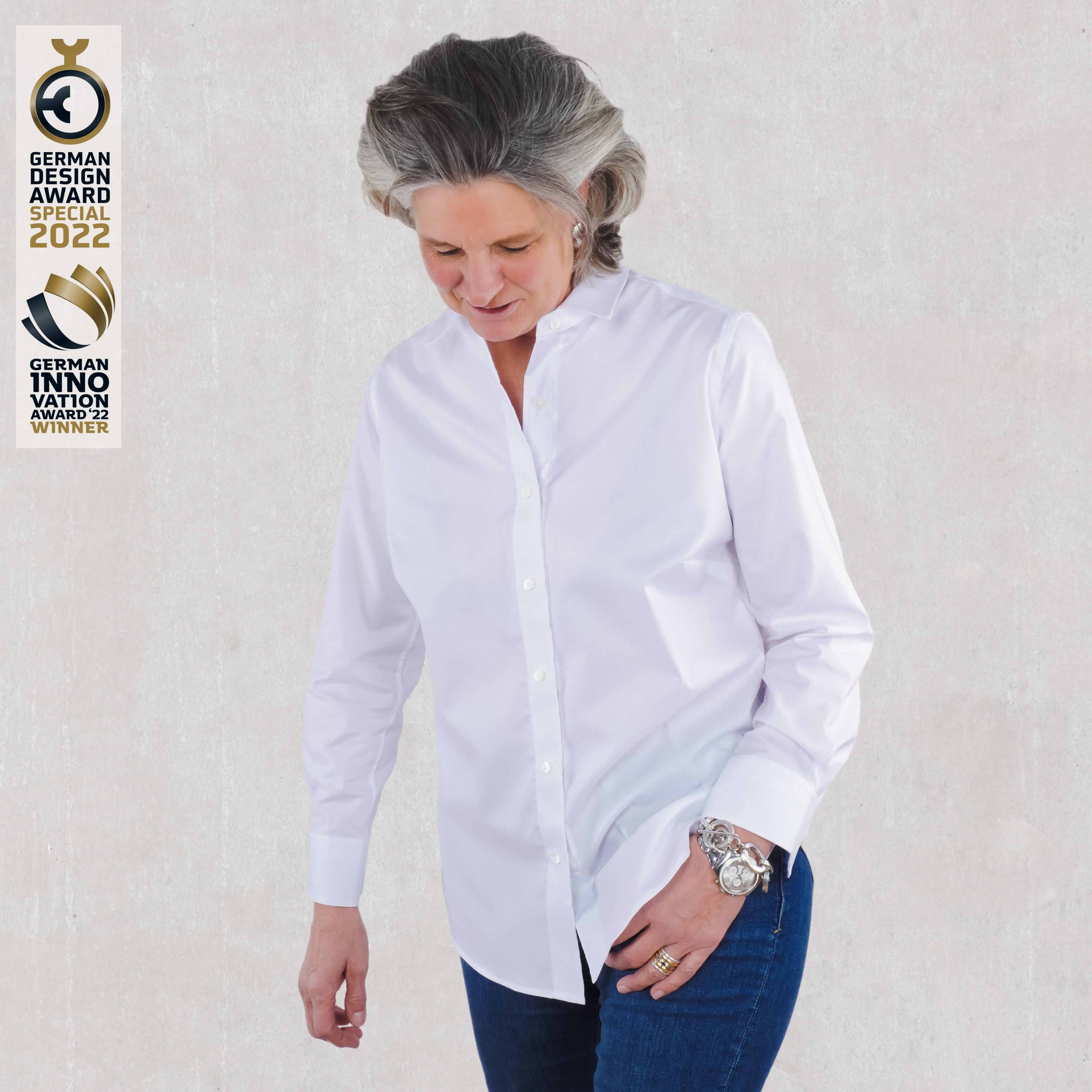 Magnetbluse - schneeweiß aus Baumwolle