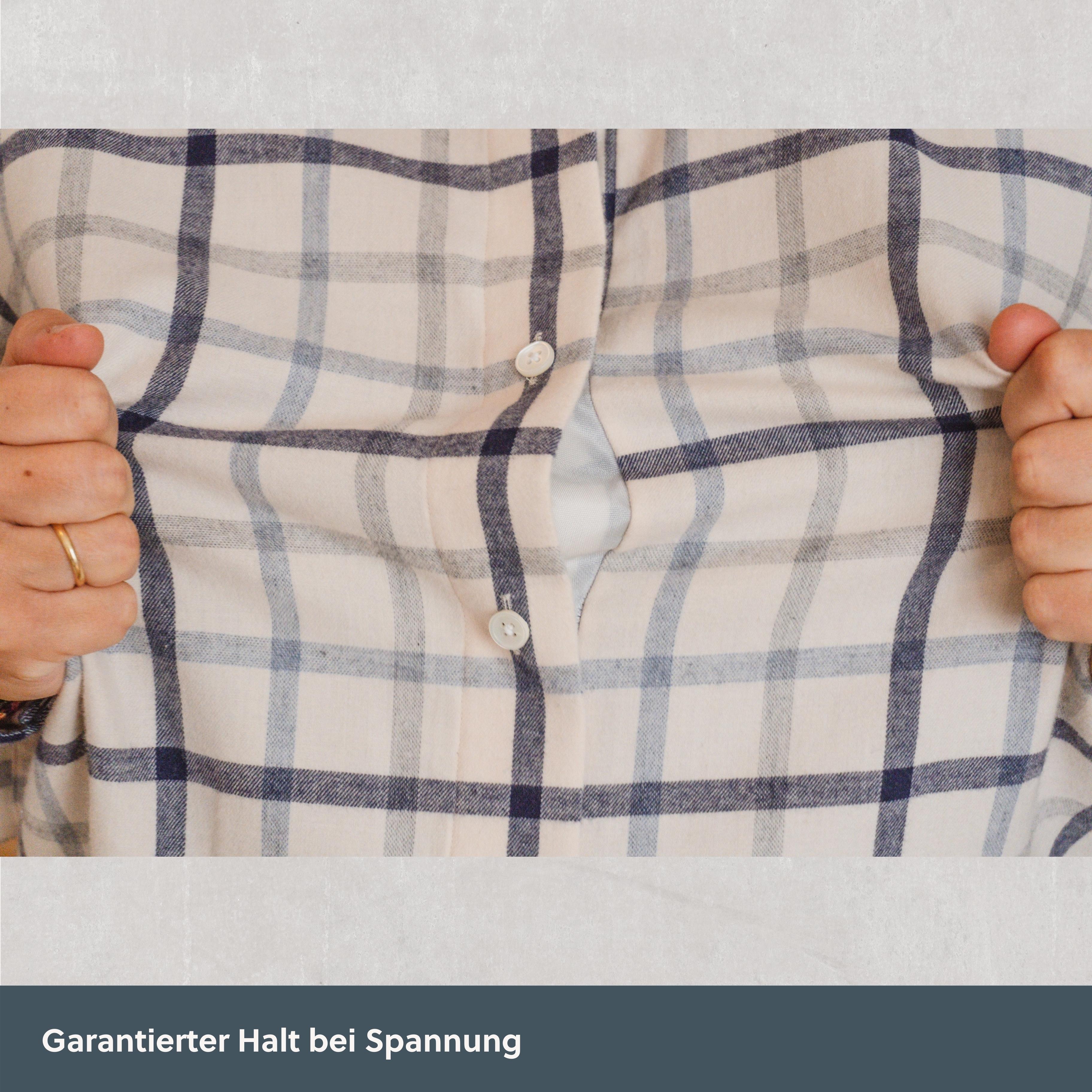 Stehkragen Magnetbluse - weiches Flanell aus Baumwolle und Schurwolle