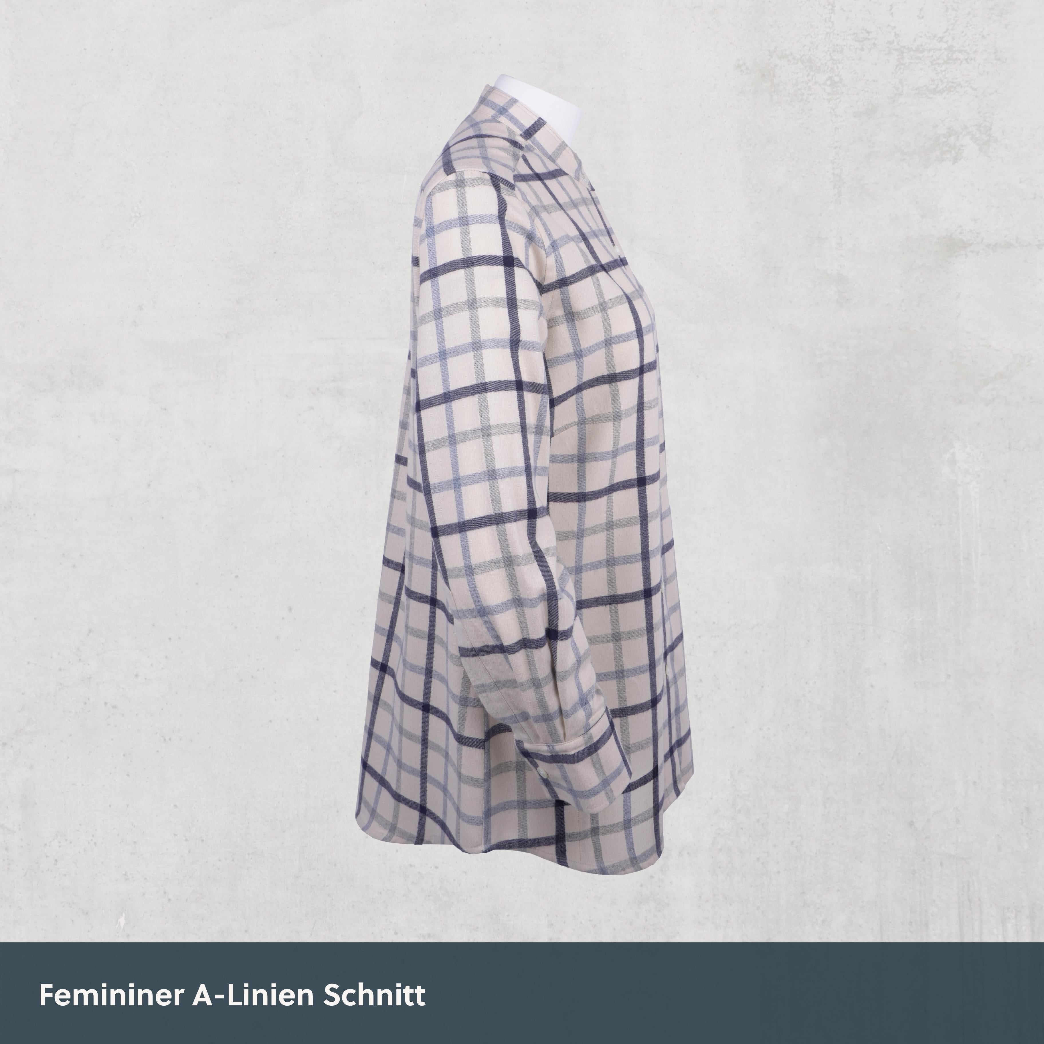 Stehkragen Magnetbluse - weiches Flanell aus Baumwolle und Schurwolle