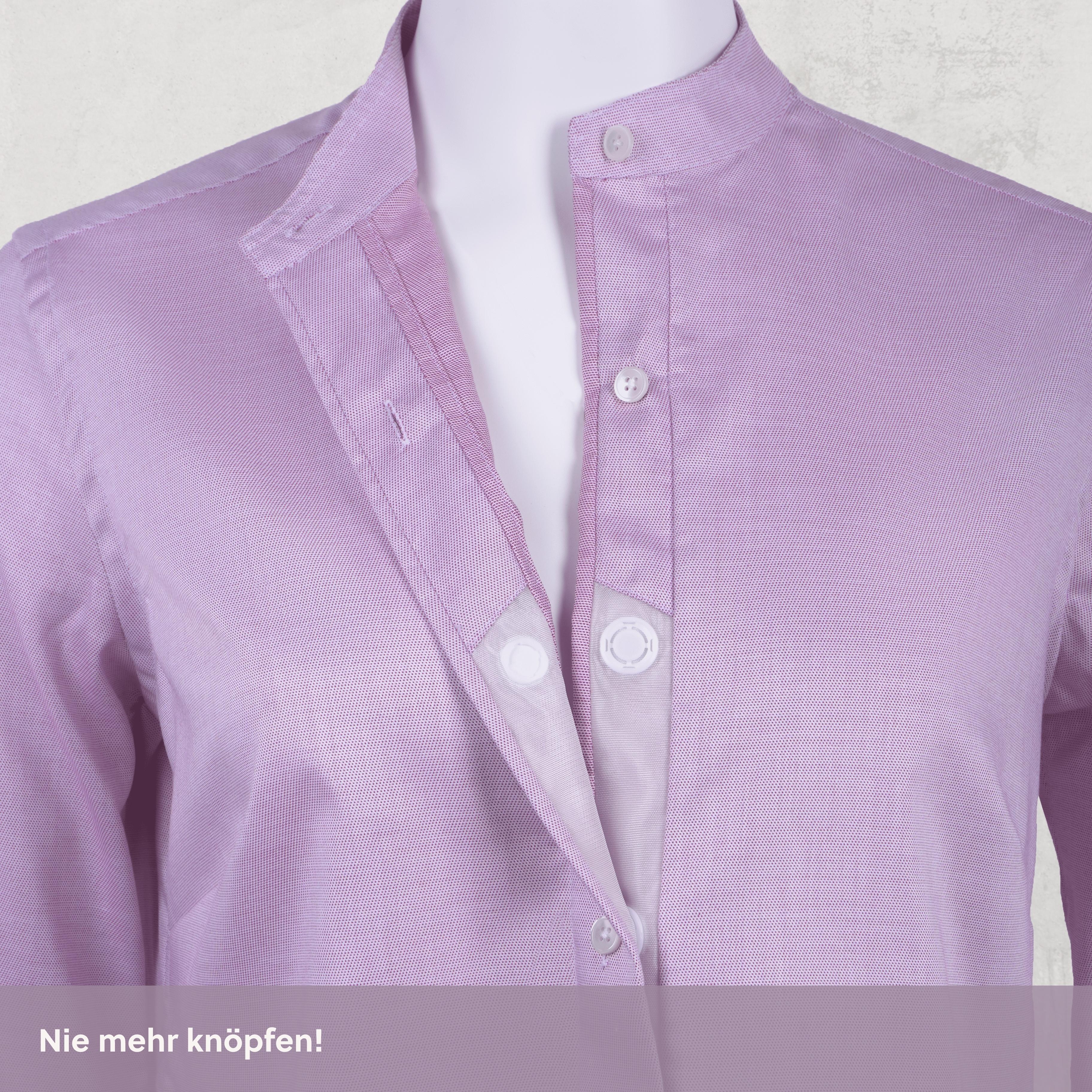 Stehkragen Magnetbluse - rosa aus Baumwolle