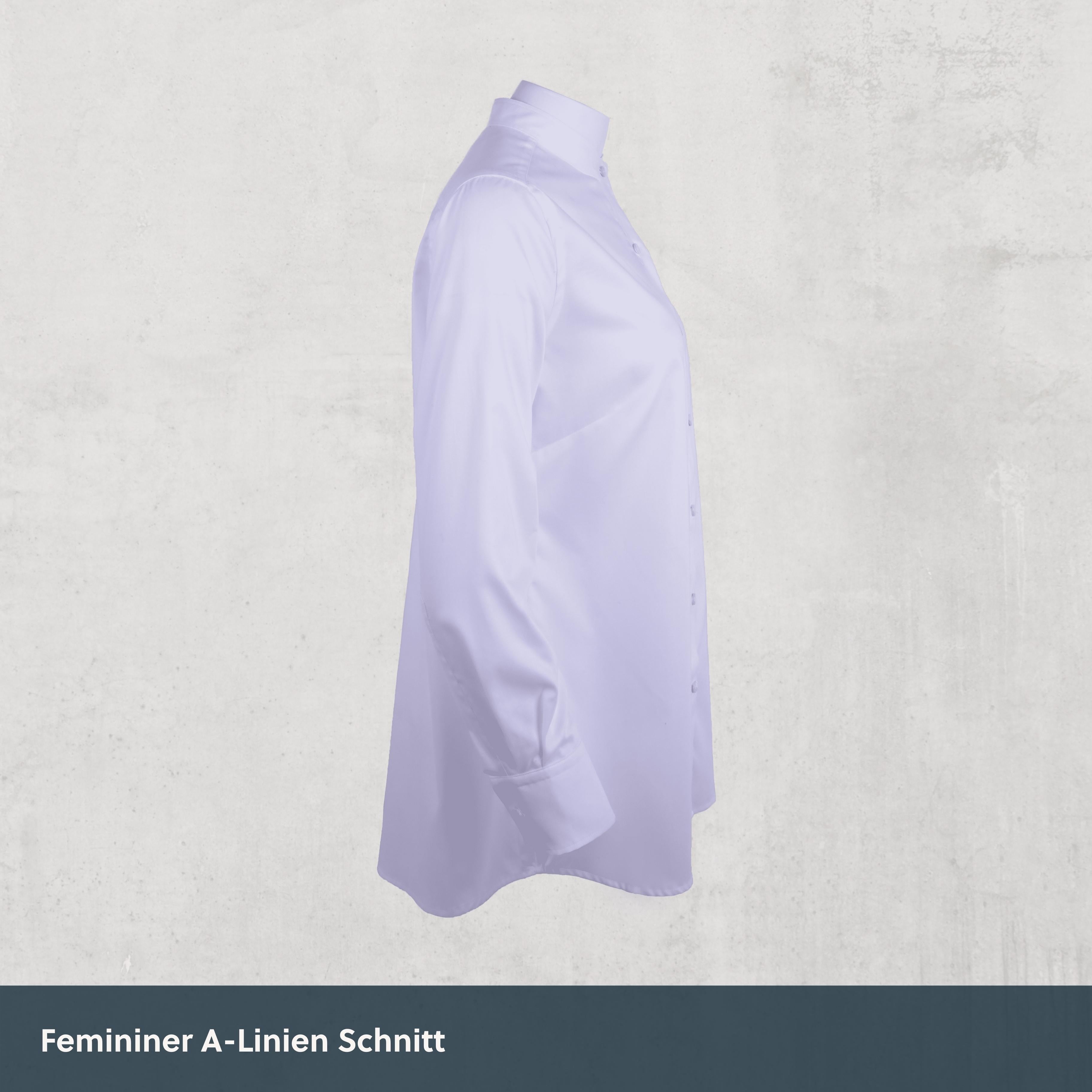 Stehkragen Magnetbluse - schneeweiß aus Baumwolle