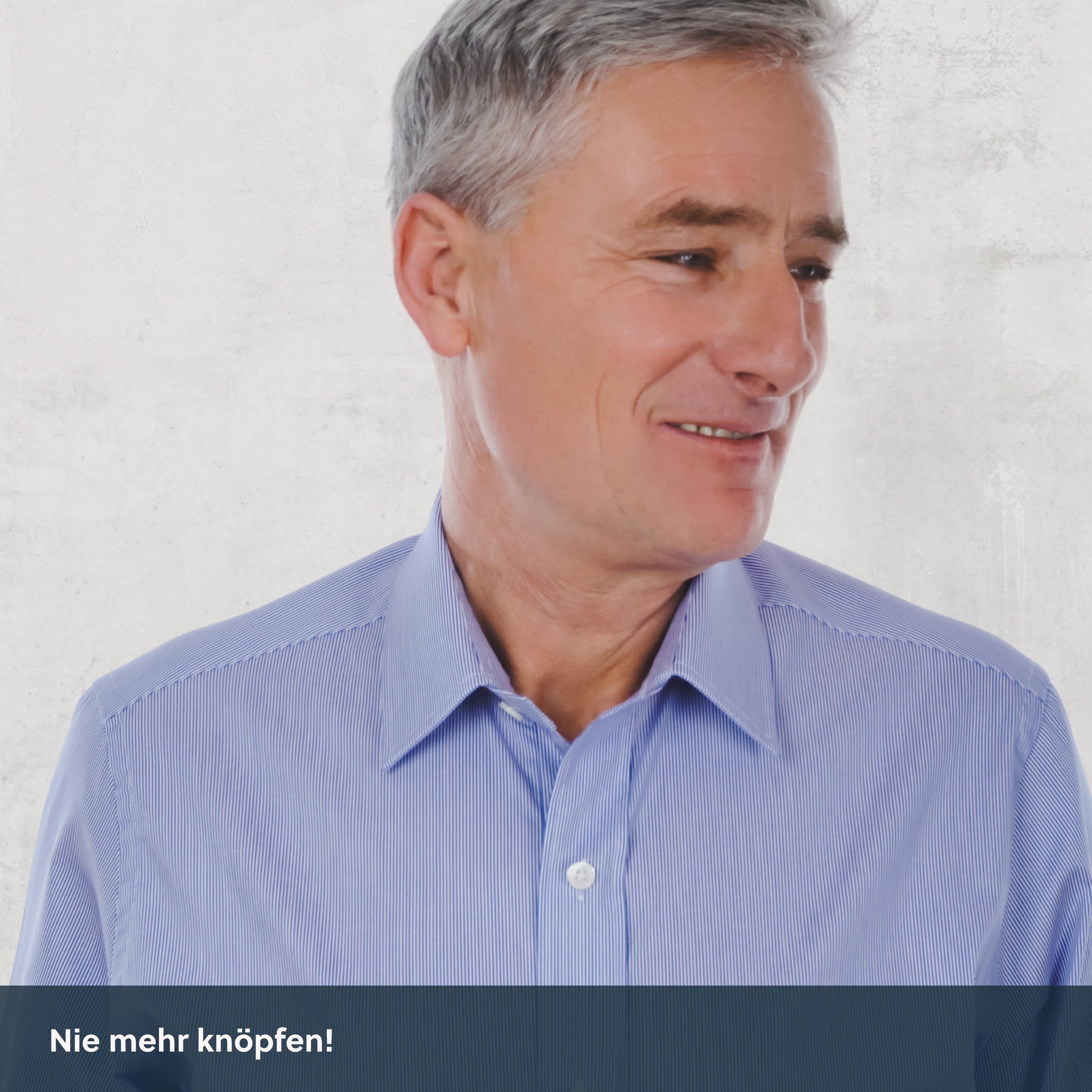 Magnethemd - marineblau gestreift aus Baumwolle