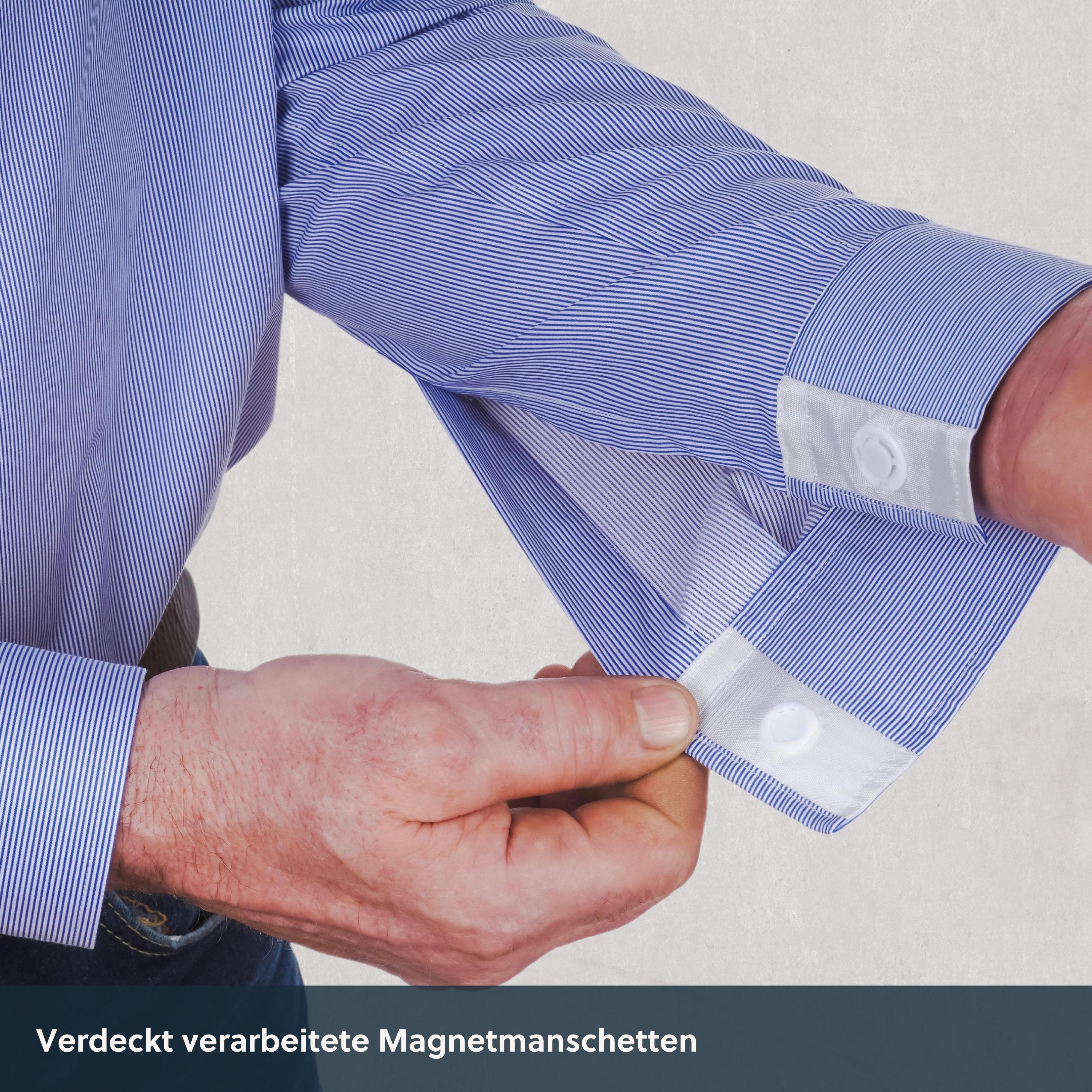 Magnethemd - marineblau gestreift aus Baumwolle