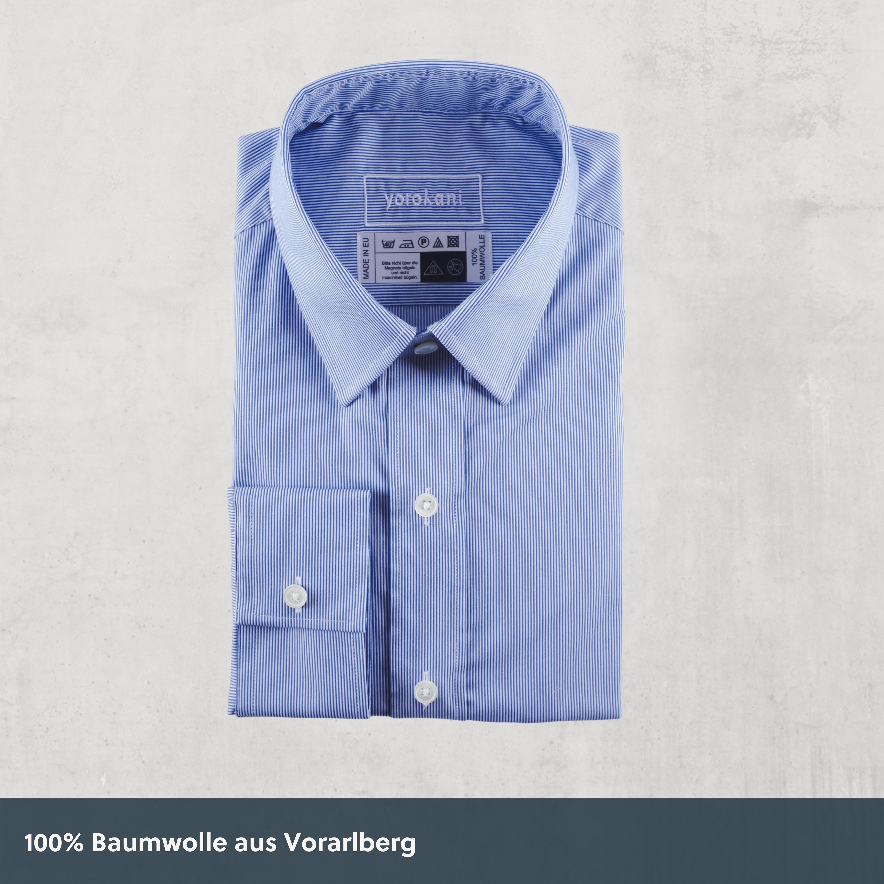 Magnethemd - marineblau gestreift aus Baumwolle