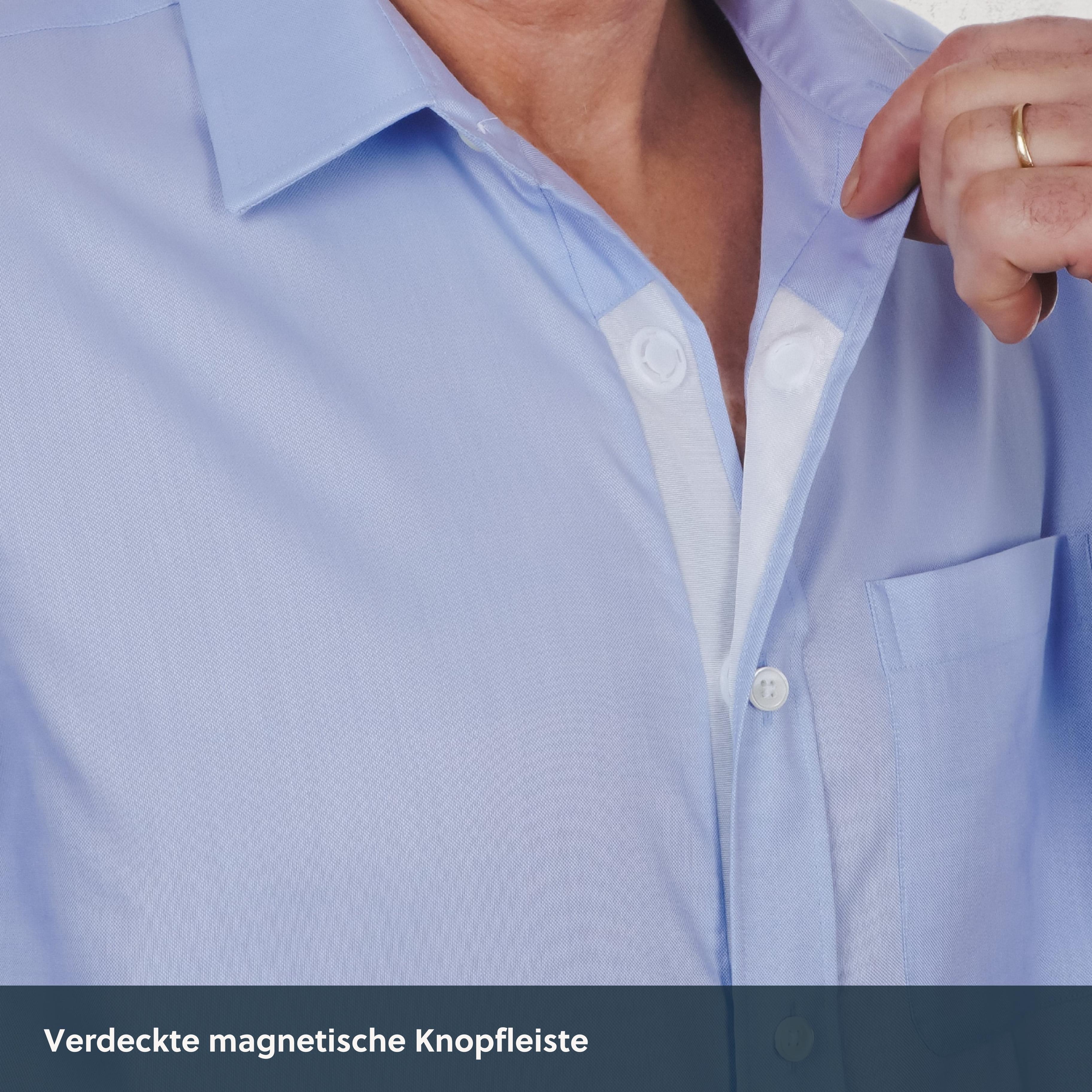 Kurzarm Magnethemd - hellblau Oxford-Look aus Baumwolle