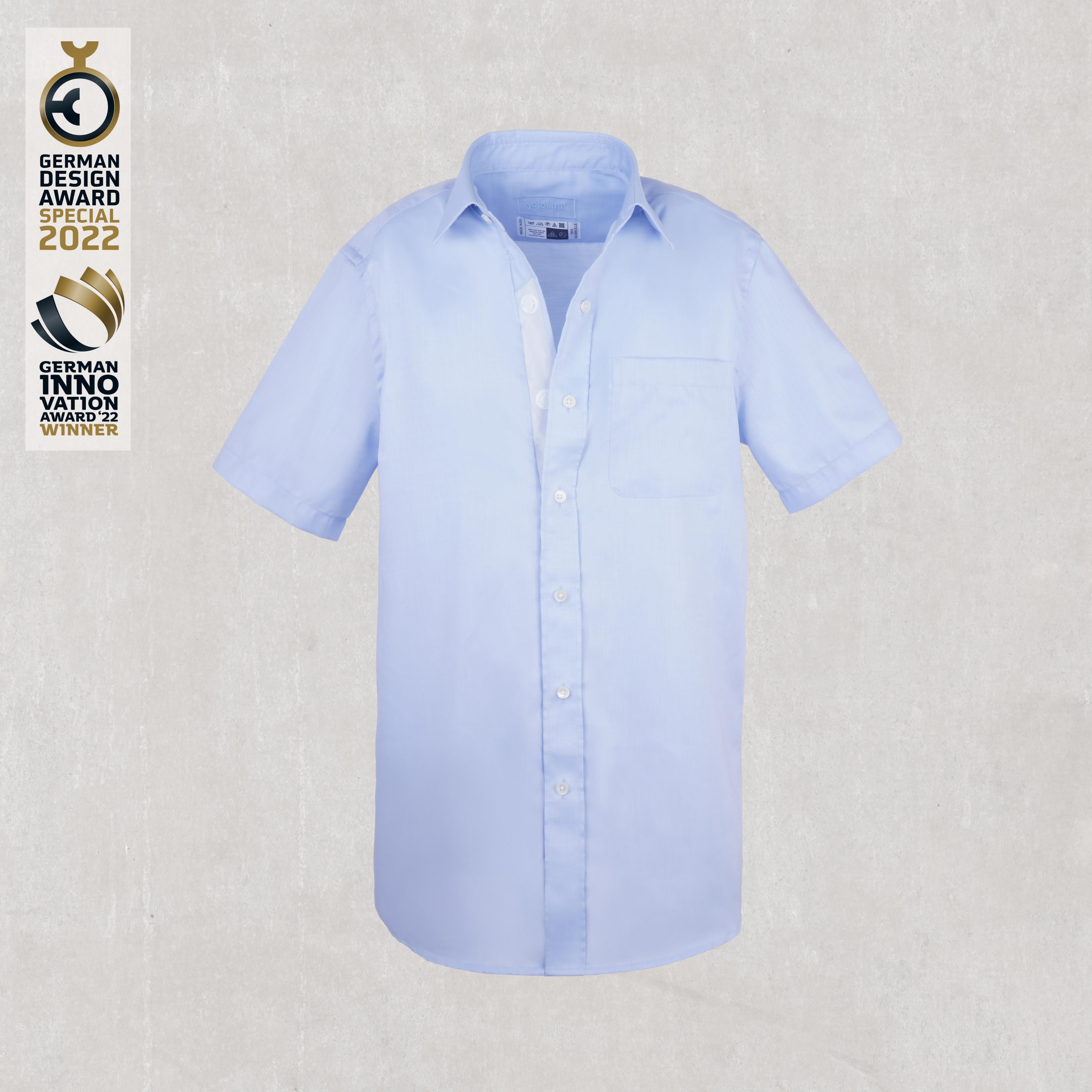 Kurzarm Magnethemd - hellblau Oxford-Look aus Baumwolle